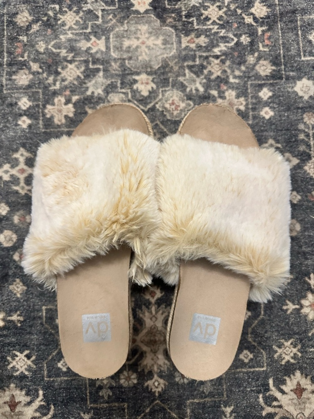Dolce Vita Cozy Faux-Fur Slide Sandals in Cream
